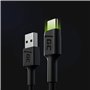 Cable Green Cell Ray USB Cable - USB-C 120cm with green LED backlight and support fast charging Ultra Charge, QC 3.0