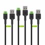 Set 3x Green Cell GC Ray USB-C 120cm Cable with green LED backlight, fast charging Ultra Charge, QC 3.0
