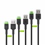Set 3x Green Cell GC Ray USB-C Cable 30cm, 120cm, 200cm with green LED backlight, fast charging UC, QC 3.0