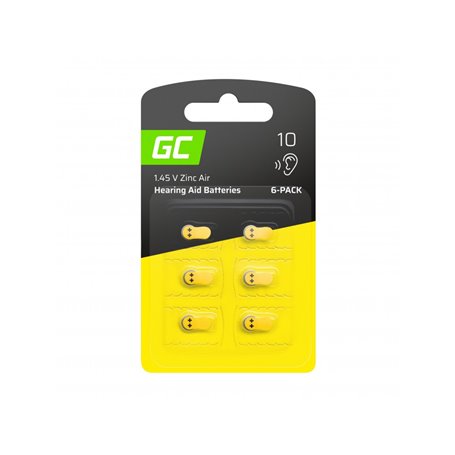 6x Battery Green Cell for hearing aid Type 10 P10 PR70 ZL4 ZincAir